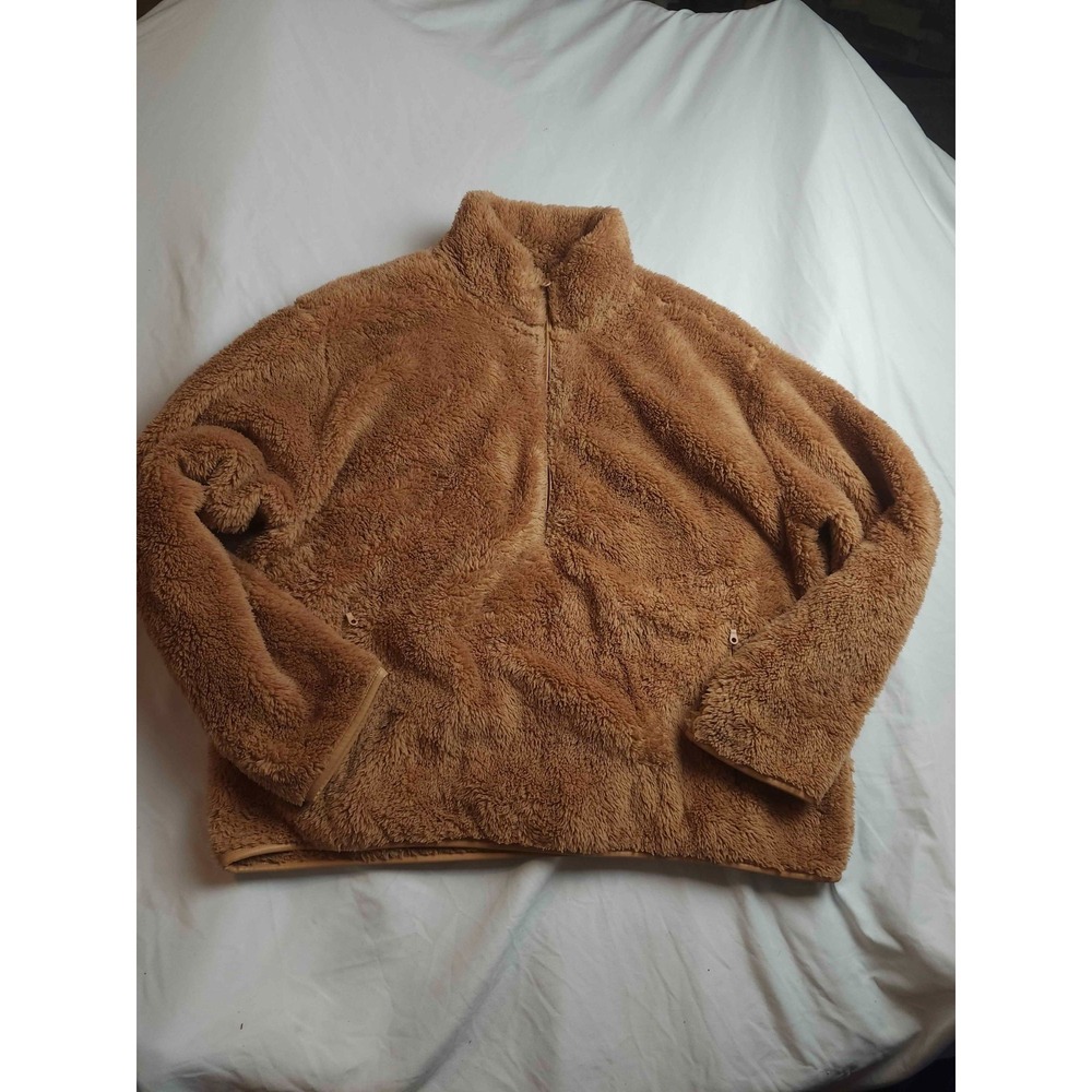 OFFLINE By Aerie Fleece Pullover Womens L Brown Fuzzy Half Zip Jacket Cozy Warm